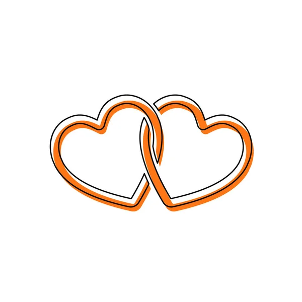 Icône Coeurs Liés Icône Isolée Composée Contour Mince Noir Orange — Image vectorielle