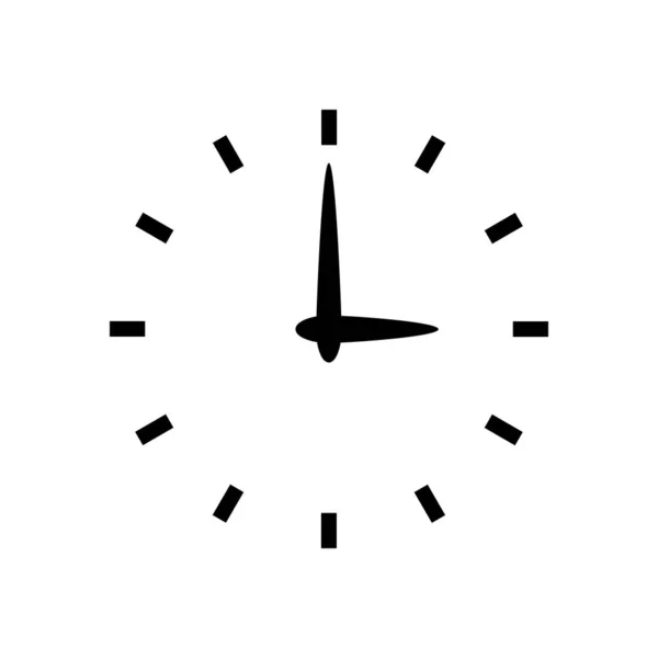 Simple Icône Horloge Icône Noire Sur Fond Blanc — Image vectorielle