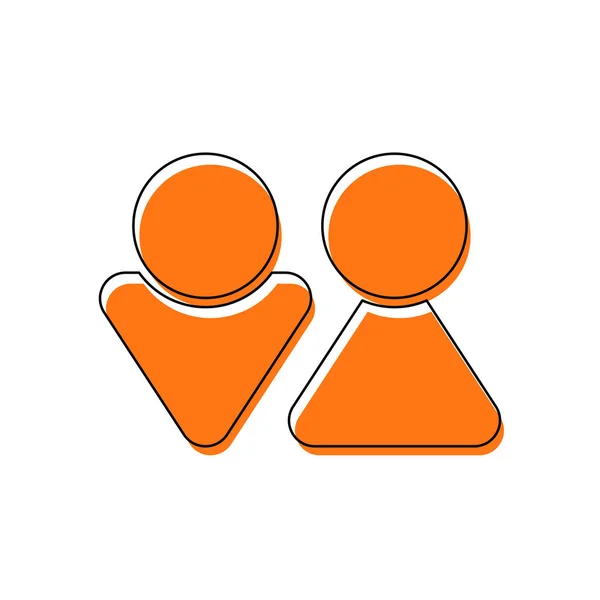 남성과 여성의 상징의 세트입니다 간단한 아이콘입니다 컨투어 오렌지 레이어에 작성으로 — 스톡 벡터