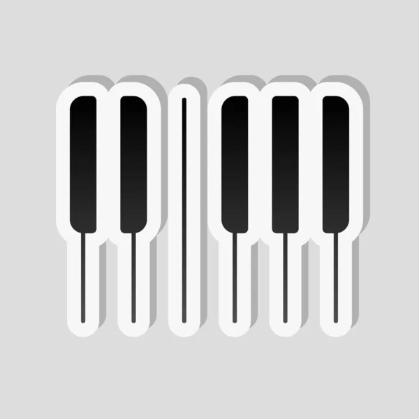 ピアノ キーボードのアイコン 水平方向の表示 白枠と灰色の背景に簡単な影のステッカー スタイル — ストックベクタ