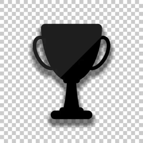 Silueta Copa Campeones Icono Simple Icono Vidrio Negro Con Sombra — Vector de stock