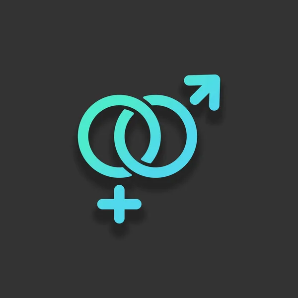 性别符号 线性符号 简单的男人和女人的图标 五颜六色的标志概念与黑暗背景上的软阴影 蔚蓝的海洋的图标颜色 — 图库矢量图片