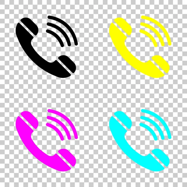 Ringing Phone Icon Retro Symbol Colored Set Cmyk Icons Transparent — Stock Vector