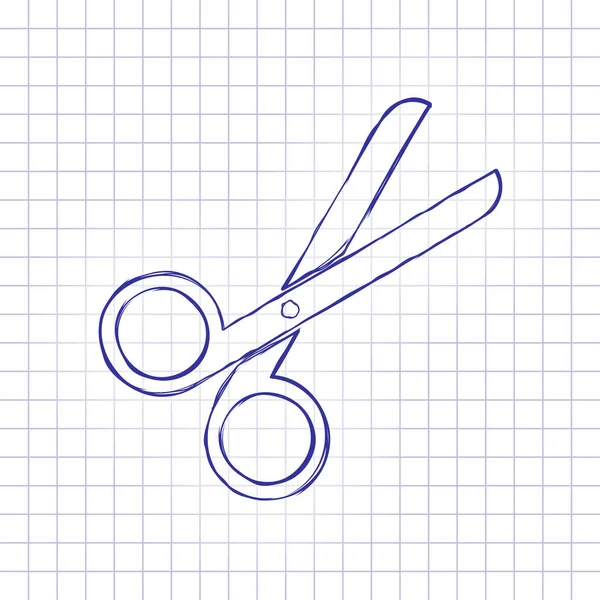 Scissors Icon Tool Barber Hand Drawn Picture Paper Sheet Blue — Stock Vector