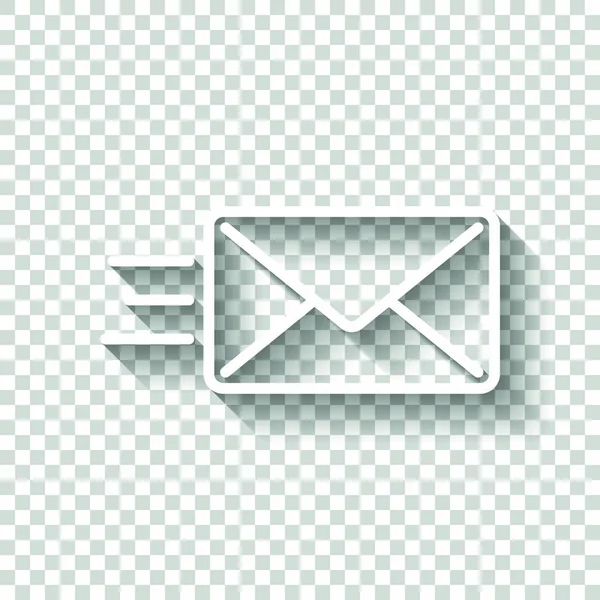 Mail Symbol Senden Sms Linie Weißes Symbol Mit Schatten Auf — Stockvektor