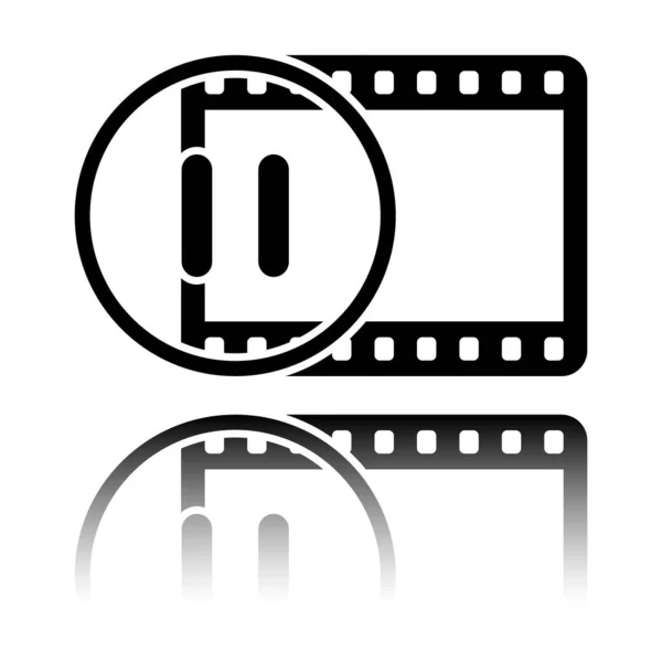 Filmstreifen Mit Pause Symbol Kreis Einfache Silhouette Schwarzes Symbol Mit — Stockvektor