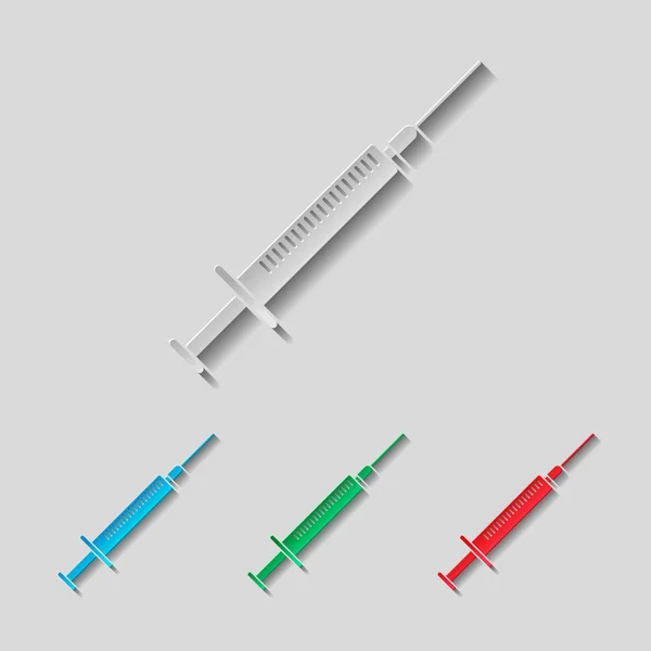 Syringe Icon Paper Colored Set — Stock Vector