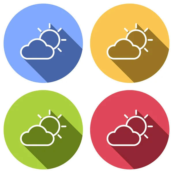 Sole Nube Simbolo Meteo Icona Lineare Con Contorno Sottile Set — Vettoriale Stock