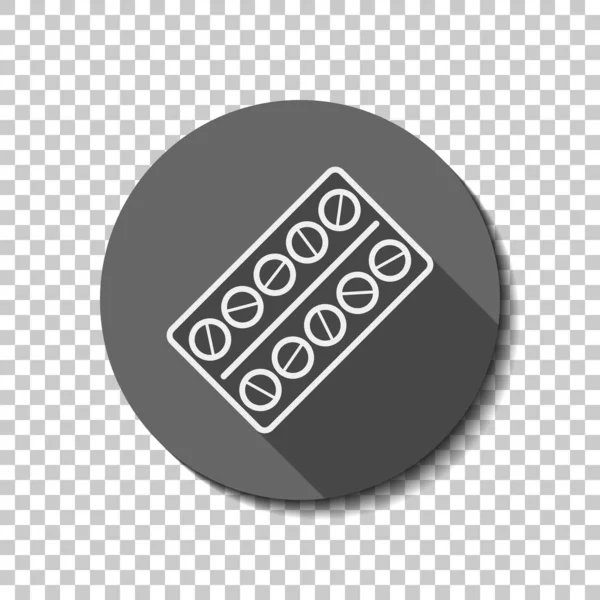 Икона Таблетки Белый Плоский Значок Длинной Тенью Круге Прозрачном Фоне — стоковый вектор