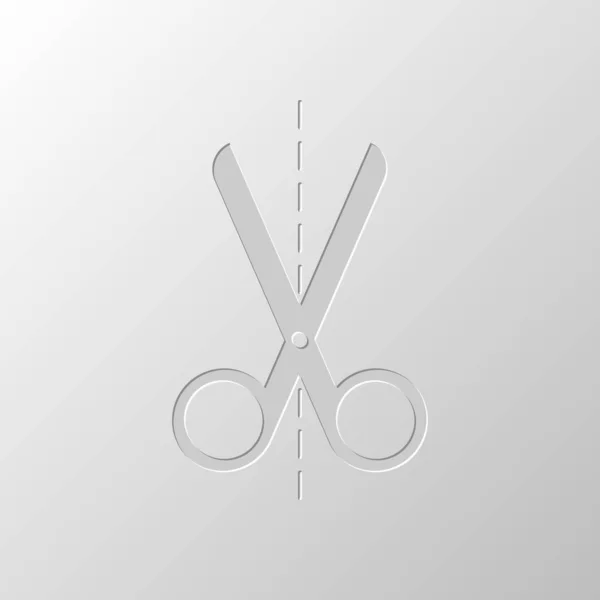 Icona Delle Forbici Progettazione Della Carta Simbolo Tagliato Stile Snocciolato — Vettoriale Stock