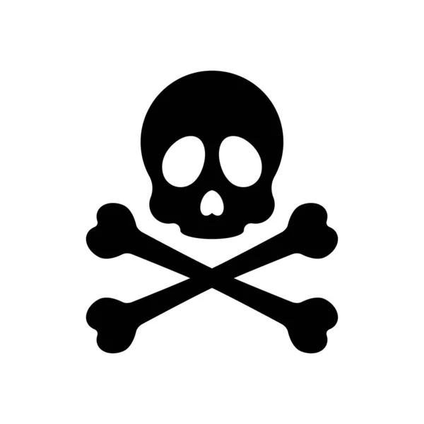 Skull Crossed Bones Simple Icon Black White Background — Stock Vector