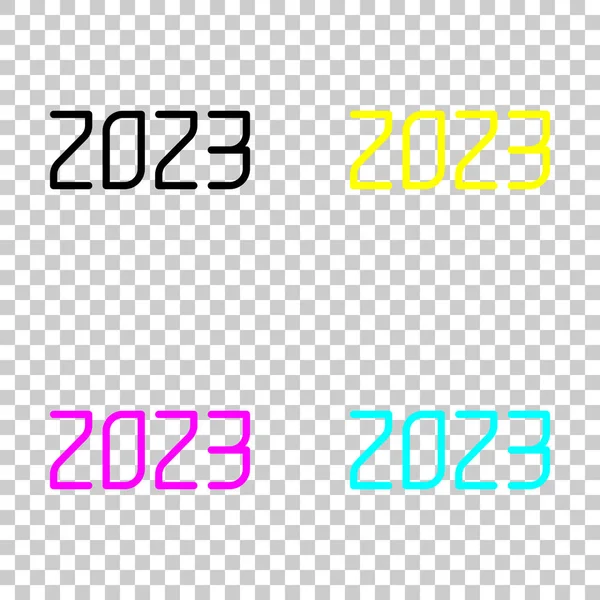 2023 Número Icono Feliz Año Nuevo Conjunto Coloreado Iconos Cmyk — Vector de stock