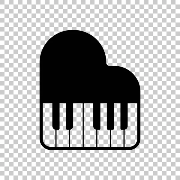 大钢琴图标 在透明的背景下 黑色对象 — 图库矢量图片