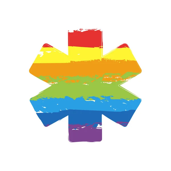 生命之星 Lgbt 风格的绘图符号 七种颜色的彩虹 — 图库矢量图片