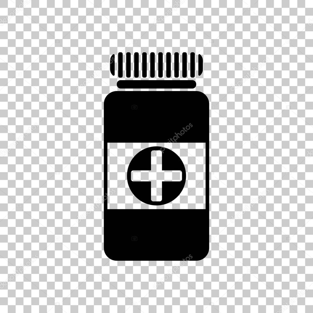 Bank of pills icon. Black icon on transparent background.