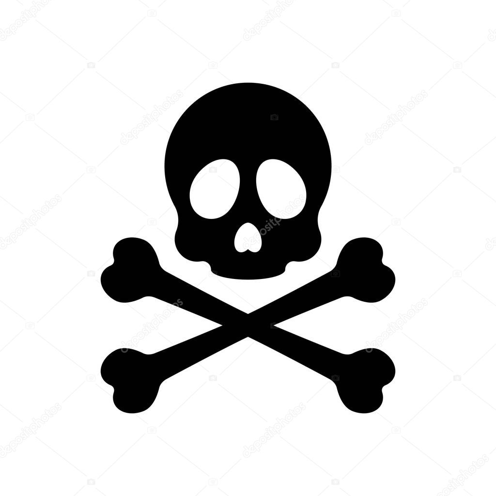 Skull and crossed bones. Simple icon. Black on white background