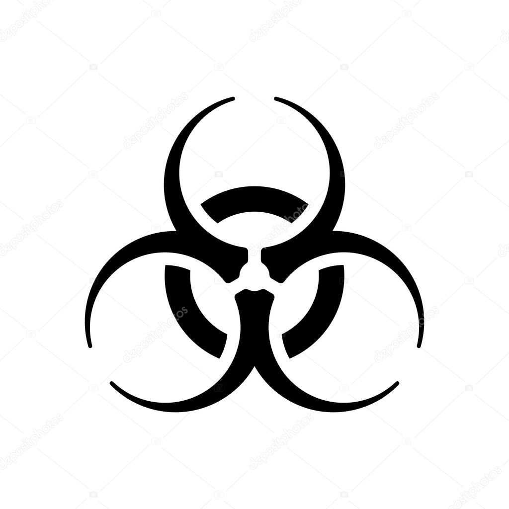 Bio hazard icon. Warning sign about virus or toxic. Black on white background