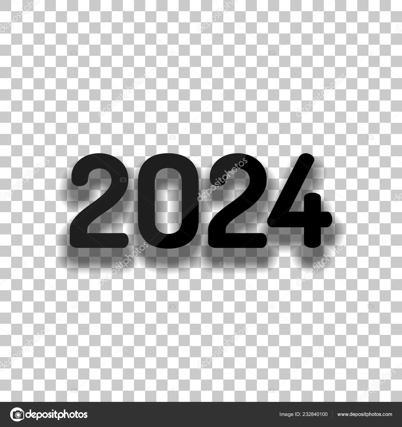 2024 Number Icon Happy New Year Black Glass Icon Soft Stock Vector by