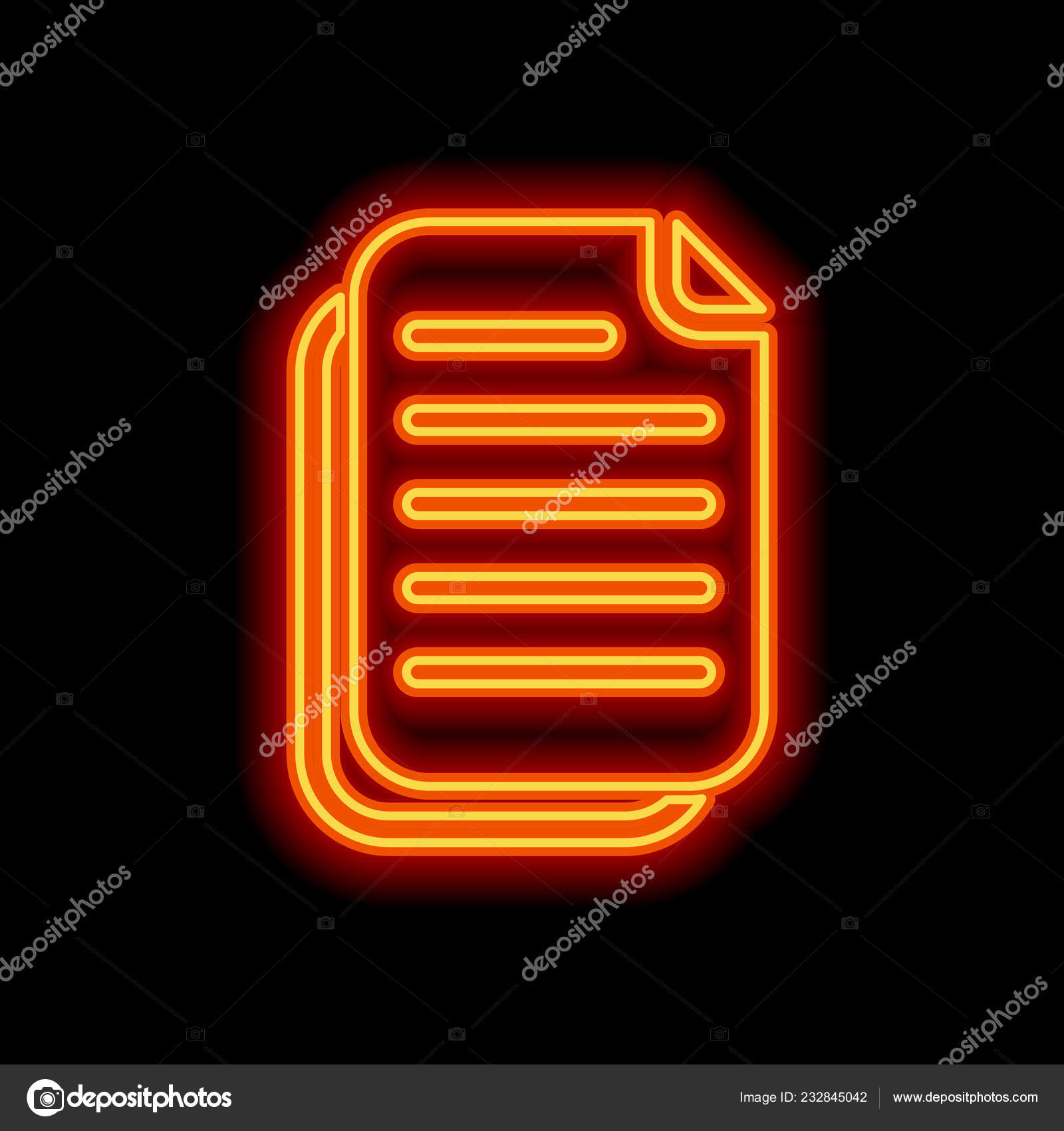 Document Simple Icon Orange Neon Style Black Background Light Icon Vector Image By C Fokas Pokas Vector Stock Document Simple Icon Orange Neon Style Black Background Light Icon Vector Image By C Fokas Pokas Vector Stock