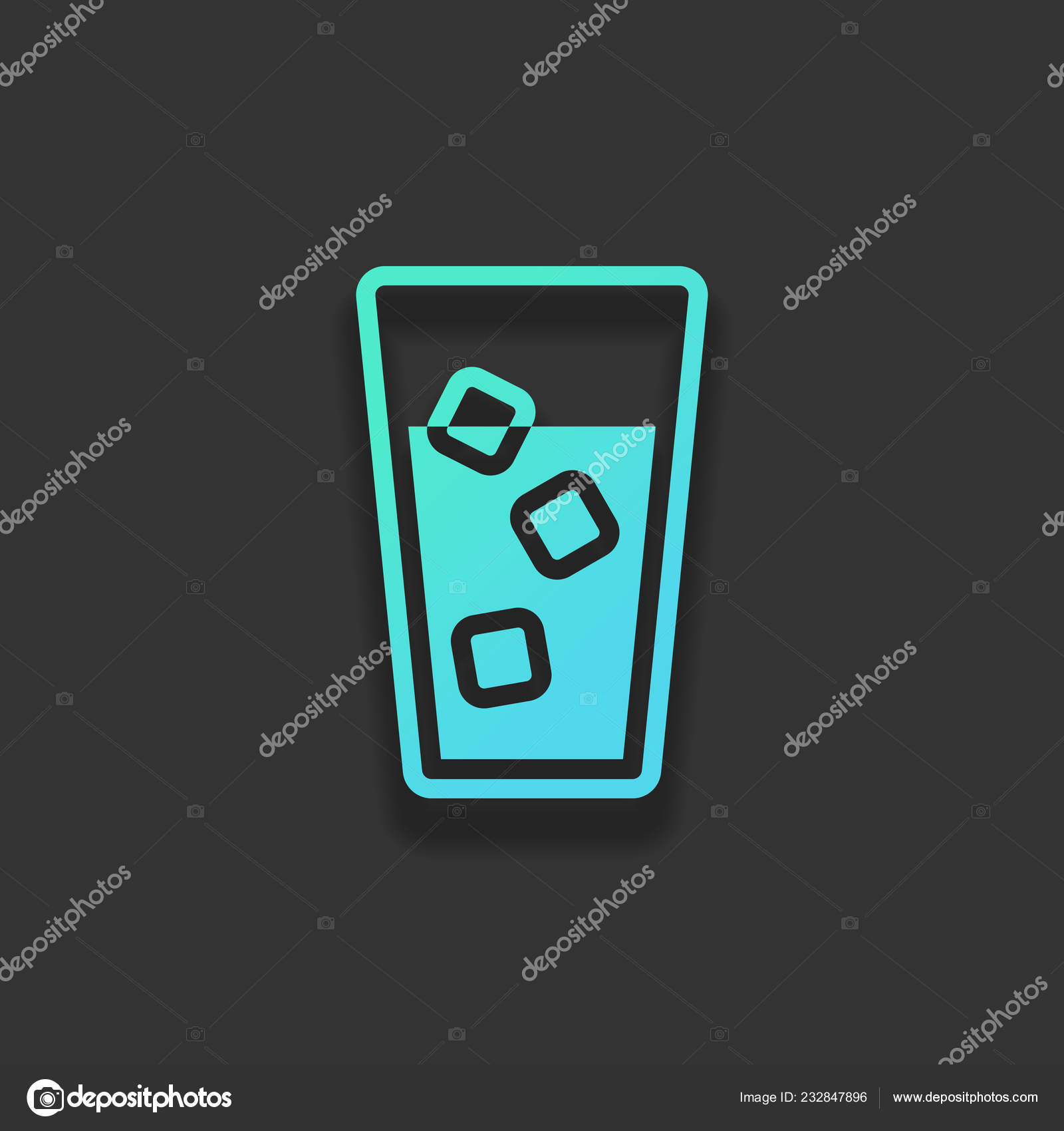 Glass Water Ice Cubes Icon Colorful Logo Concept Soft Shadow Stock ...