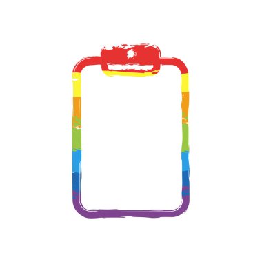 Kağıt ile tablet. Çizim işaretiyle Lgbt stil, gökkuşağı (kırmızı, turuncu, sarı, yeşil, mavi, Indigo, menekşe, yedi renk