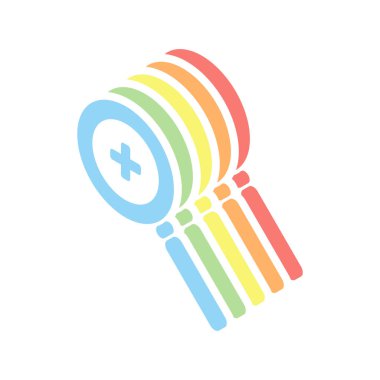 Yakınlaştır simgesini tıklatın. Beyaz arka plan üzerinde renkli izometrik simgeler yığını