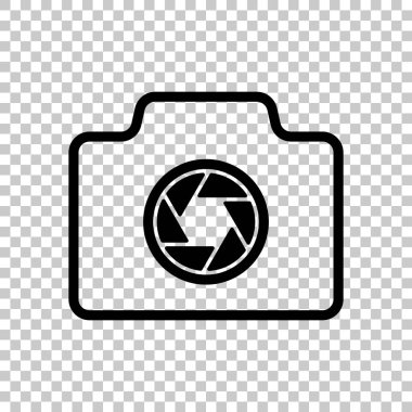 Fotoğraf makinesi, ince anahat, basit simgesi ile doğrusal sembolü. Saydam arka plan üzerinde.