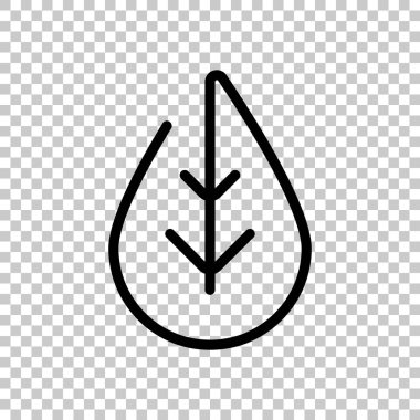 Basit yaprak. Doğrusal simgesi, ince anahat. Saydam arka plan üzerinde.