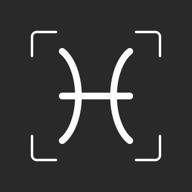 Astrolojik işaret. Balık basit simgesi. Beyaz nesne kamera otomatik odaklama koyu arka plan üzerinde