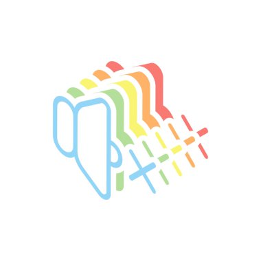 ses sessiz simgesi. Beyaz arka plan üzerinde renkli izometrik simgeler yığını