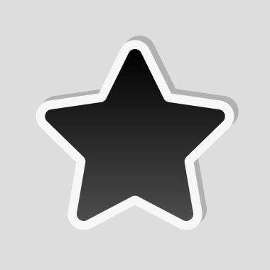 Yıldız simgesi. Etiket tarzı ile beyaz ve gri arka plan üzerinde basit gölge