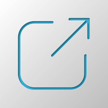 Paylaşımı, oturum kapatma veya karşıya yükleme. Çapraz ok Meydanı dışarı. Kağıt tasarımı. Gölge ile düzenlenen sembolü