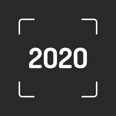 2020 sayı simgesi. Yeni Yılınız Kutlu Olsun. Beyaz nesne kamera otomatik odaklama koyu arka plan üzerinde
