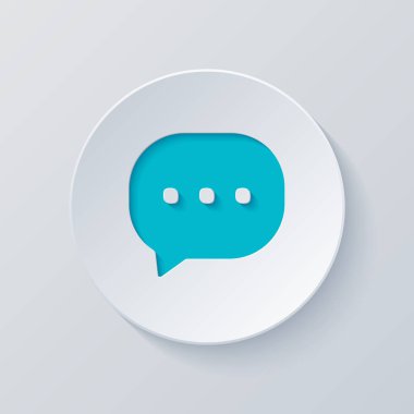 sohbet simgesi. Gri ve mavi katmanları ile daire kes. Kağıt tarzı