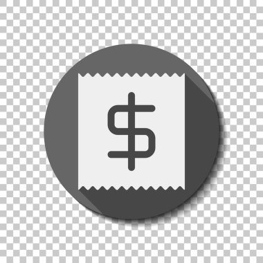 Doları sembolü ile giriş. düz simgesi, uzun gölge, daire, şeffaf ızgara. Rozet veya etiket stili