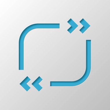 Metin teklif Meydanı. Basit simgesi. Kağıt tasarımı. Gölge ile düzenlenen sembolü