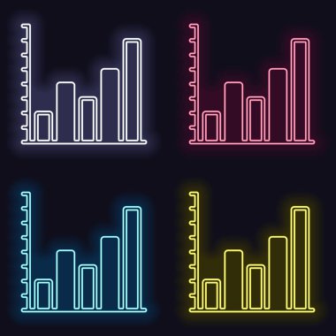 Grapgic finans, büyümek. Neon işareti kümesi. Koyu arka plan üzerinde casino tarzı. Seamless modeli