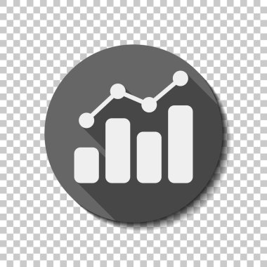 Grapgic finans, büyümek. düz simgesi, uzun gölge, daire, şeffaf ızgara. Rozet veya etiket stili
