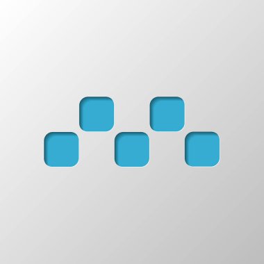 Taksi ya da araba. Basit simgesi. Kağıt tasarımı. Gölge ile düzenlenen sembolü