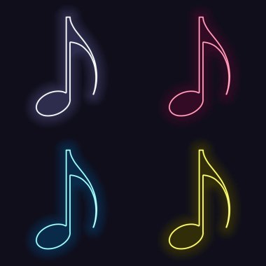 Müzik Not simgesi. Moda neon işareti kümesi. Koyu arka plan üzerinde casino tarzı. Seamless modeli