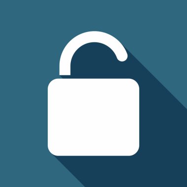 simgesini kilidini. Uzun Gölge arka plan üzerinde beyaz düz simgesi