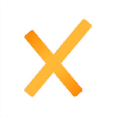 Yanlış işareti simgesi. Portakal işareti beyaz arka plan üzerinde düşük ışık ile