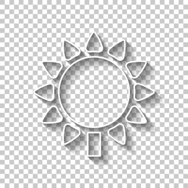 Ayçiçeği, bitki. Doğa simgesi. Gölge şeffaf arka plan üzerinde beyaz anahat işaretiyle