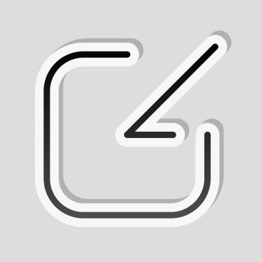 Paylaşımı, oturum açma veya indir. Çapraz ok Meydanı içine. Etiket tarzı ile beyaz ve gri arka plan üzerinde basit gölge