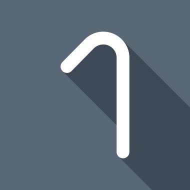 Bir numara, sayısal, basit bir mektup. Uzun Gölge arka plan üzerinde beyaz düz simgesi