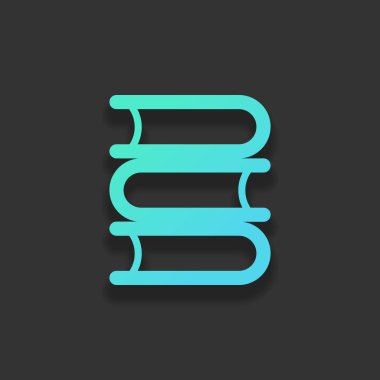 Kütüphane, birkaç kitap. Renkli logo kavramı koyu arka plan üzerinde yumuşak gölge ile. Masmavi okyanus rengini simgesi