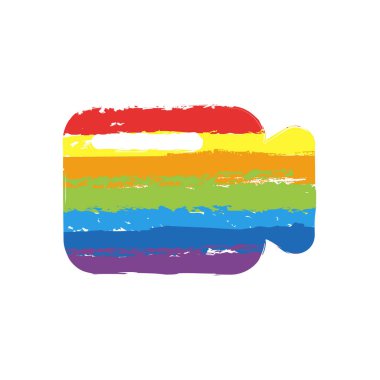 Basit video kamera simgesi. Çizim işaretiyle Lgbt stil, gökkuşağı (kırmızı, turuncu, sarı, yeşil, mavi, Indigo, menekşe, yedi renk