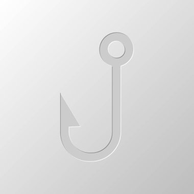 Hook balıkçılık. Basit simgesi. Kağıt tasarımı. Düzenlenen sembolü. Çekirdeksiz stili