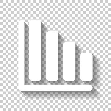 Azalan grafik hat simgesi. Gölge şeffaf arka plan üzerinde beyaz simgesi
