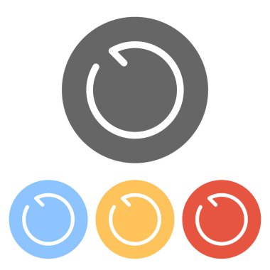 Basit oklar, güncelleştirmek, yeniden, saat yönünün tersine. Gezinti simgesi. Basit ok, geriye doğru. Gezinti simgesi. Doğrusal sembolü ile ince bir çizgi. Bir çizgi stili. Renkli daireler üzerinde beyaz simgeler kümesi